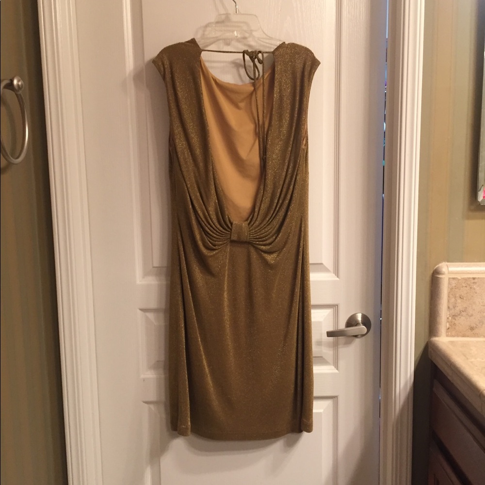 Gold cocktail dress, low back